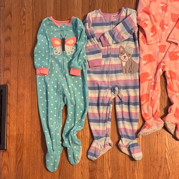 Carter's Cozy Blue and Pink and Purple Footies Pajamas - Picture 2 of 9